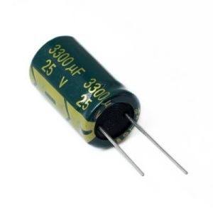 خازن الکترولیتی ایستاده 3300µF ولتاژ 25V سایز 26x16mm