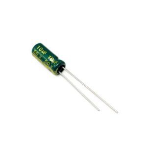 خازن الکترولیتی ایستاده 10µF ولتاژ 50V سایز 12x5mm