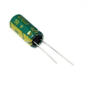 خازن الکترولیتی ایستاده 470µF ولتاژ 50V سایز 21x10mm