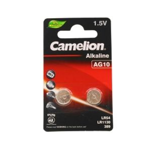 باتری سکه ای آلکالاین AG10 ورق 2 تایی مارک CAMELION