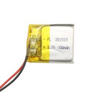 باتری لیتیوم پلیمر 3.7v ظرفیت 100mAh کد 301515