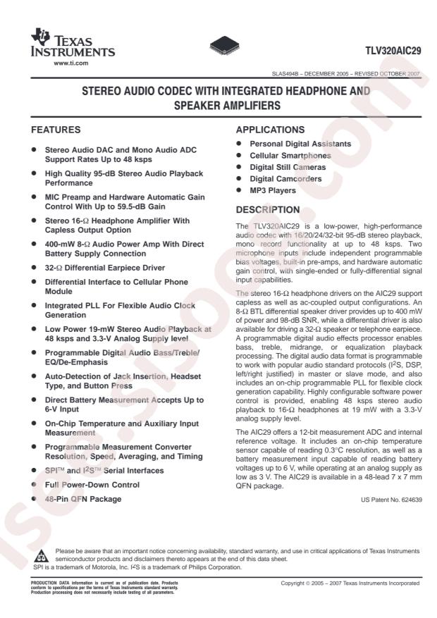 TLV320AIC29IRGZT