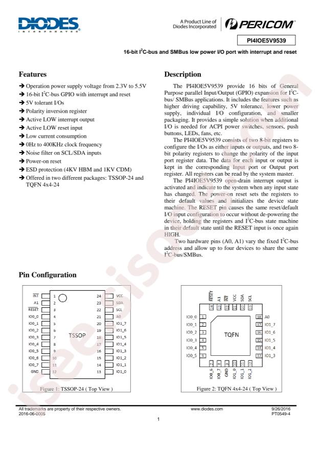 PI4IOE5V9539LEX