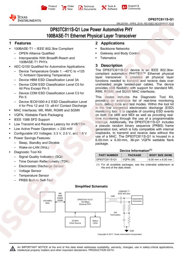 DP83TC811SWRNDTQ1