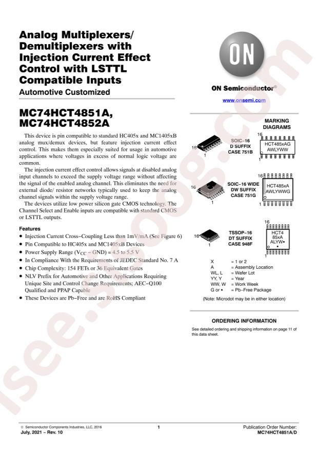 M74HCT4851ADWR2G