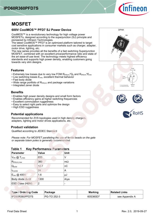 IPD60R360PFD7S