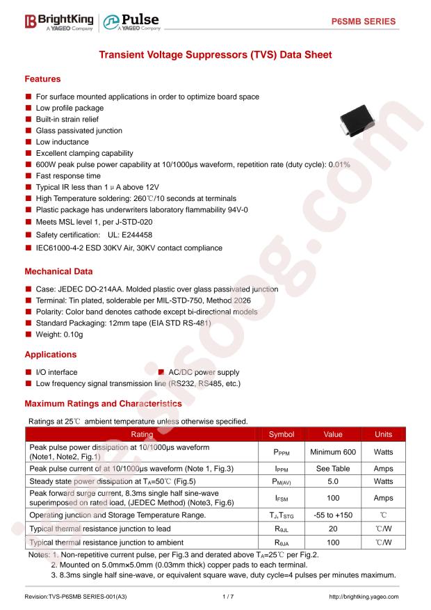 P6SMB180A/TR13