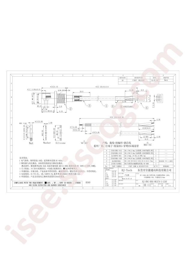 HJ-BNC-HSG-RG174-L=210