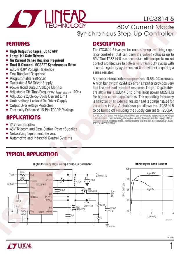 LTC3814IFE-5#PBF