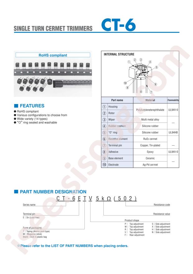 CT-6ETV 100K OHM (104)