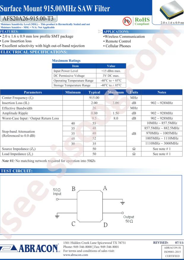 AFS20A26-915.00-T3