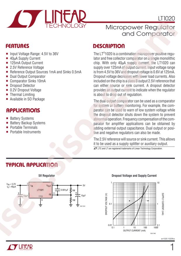LT1020IN#PBF