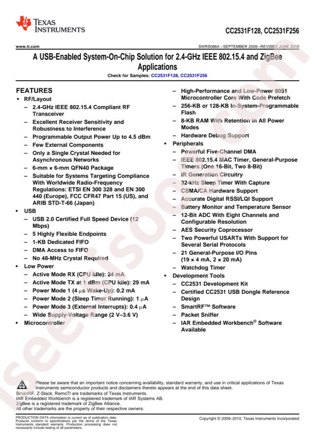 CC2531F256RHAT