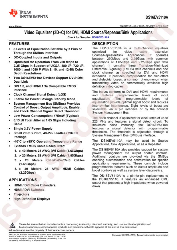 DS16EV5110ASQE/NOPB