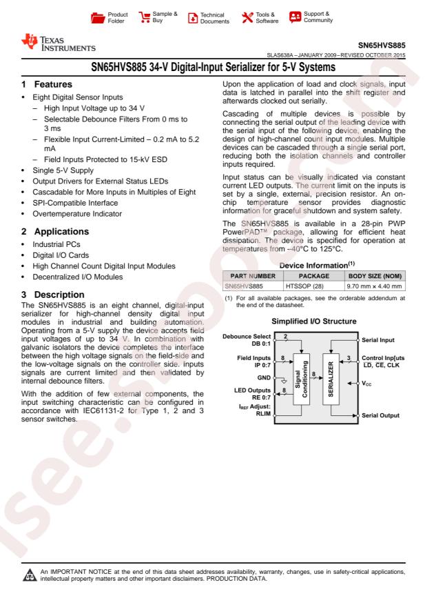 SN65HVS885PWPR