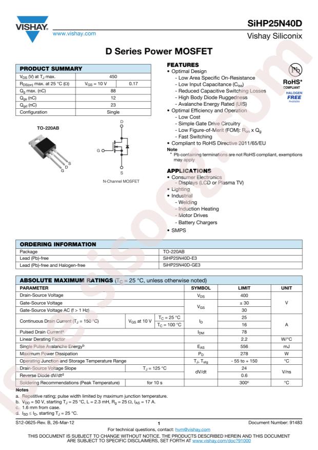 SIHP25N40D-GE3