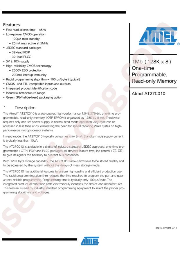 AT27C010-70PU