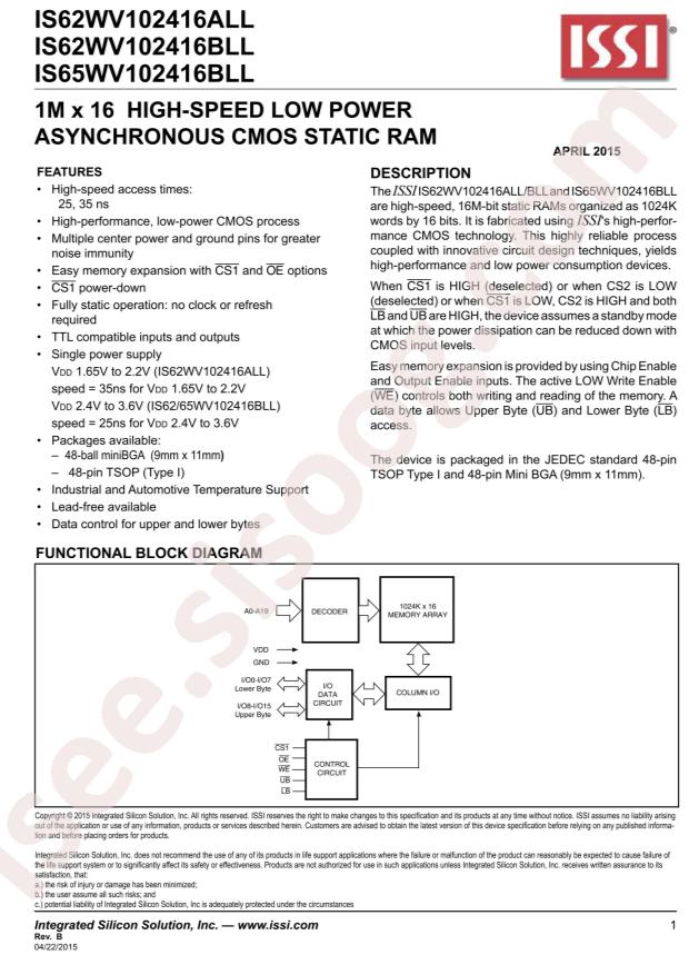 IS62WV102416ALL-35MLI