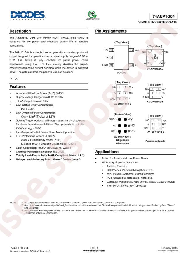 74AUP1G04FS3-7