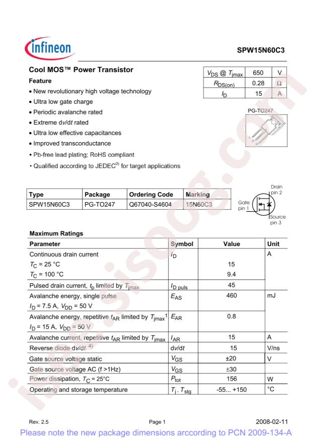 SPW15N60C3