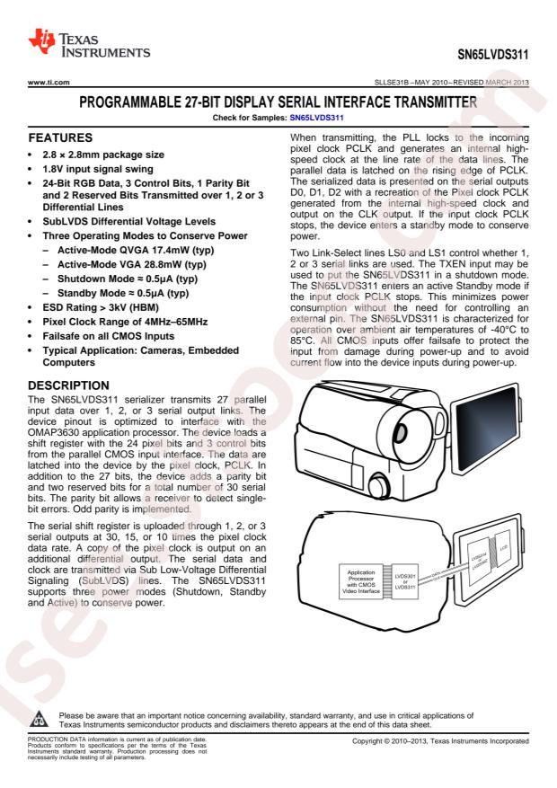 SN65LVDS311YFFR
