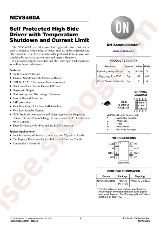 NCV8460ADR2G