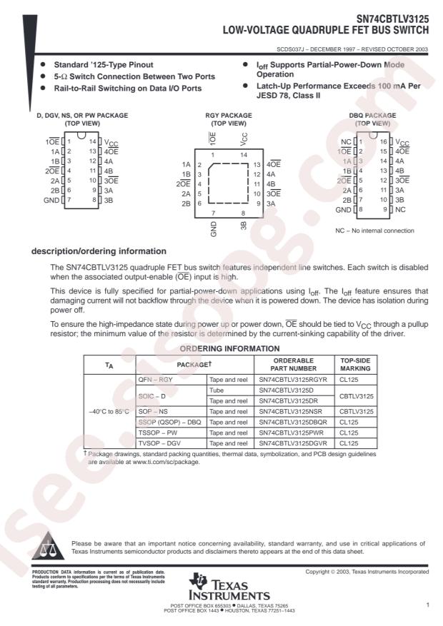 SN74CBTLV3125DR