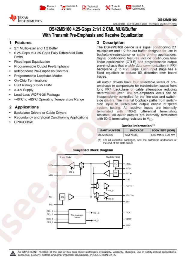 DS42MB100TSQ/NOPB