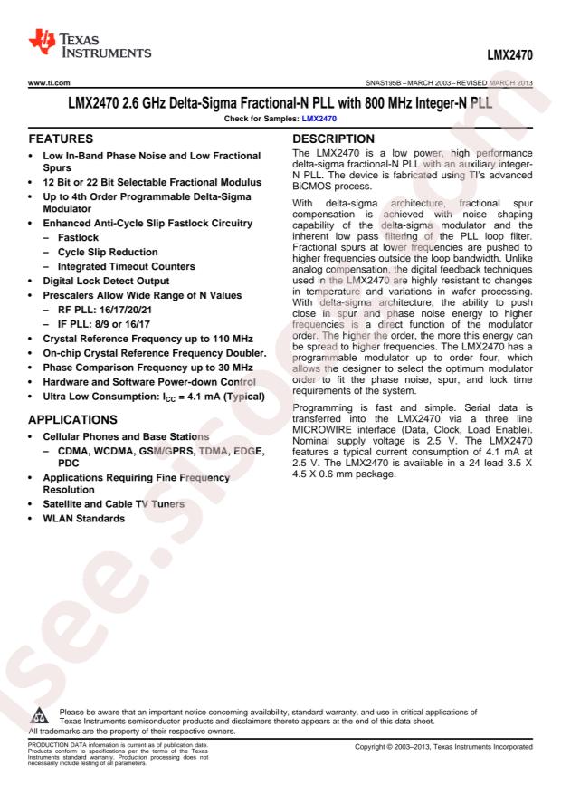LMX2470SLEX/NOPB