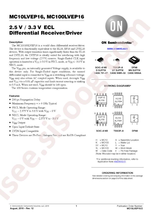 MC100LVEP16DR2G