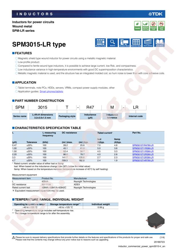 SPM3015T-1R0M-LR