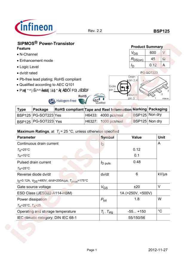 BSP125 H6433