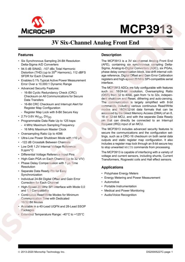 MCP3913A1T-E/SS
