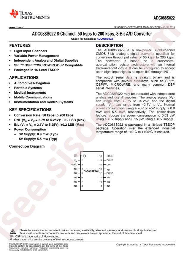 ADC088S022CIMTX/NOPB