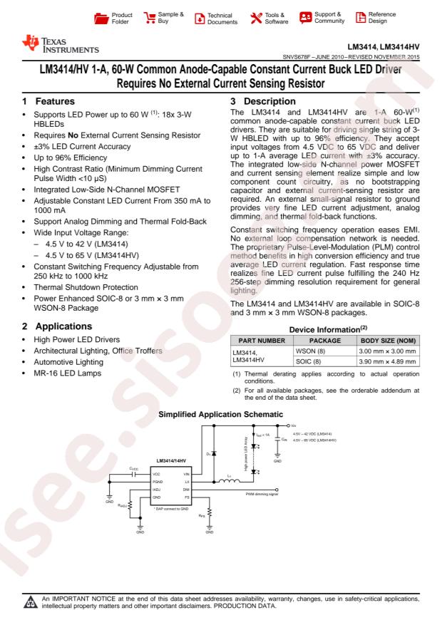LM3414HVSD/NOPB