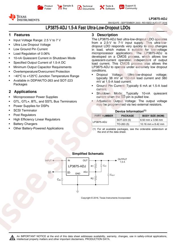 LP3875ES-ADJ/NOPB