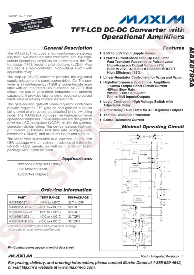 MAX8795AGCJ/V+