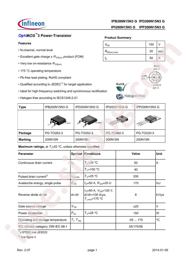 IPP200N15N3 G