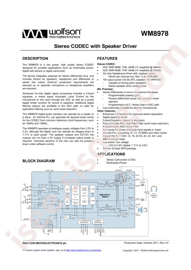 WM8978CGEFL/RV