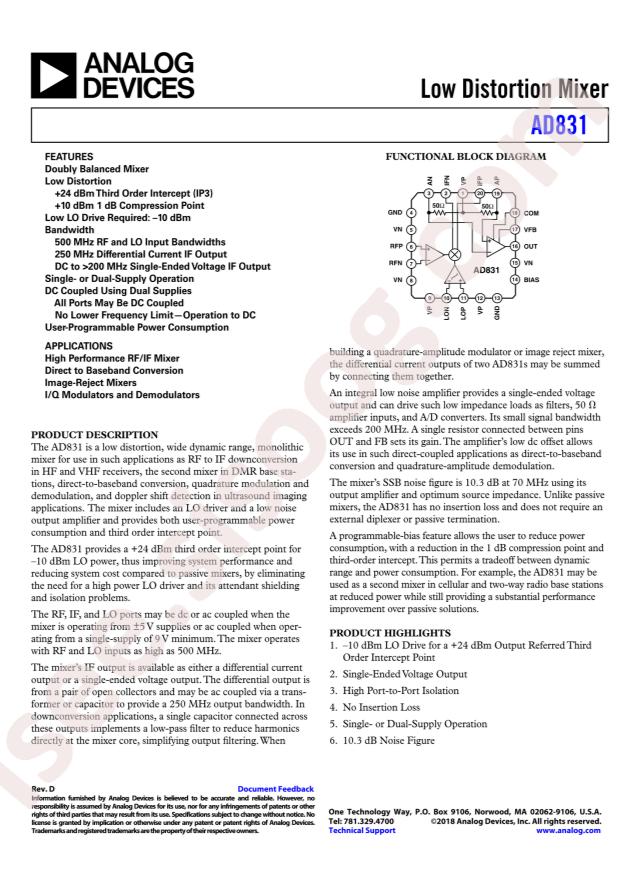 AD831APZ-REEL