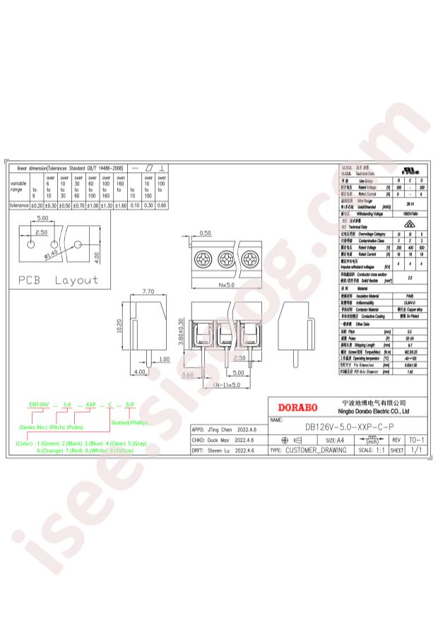 DB126V-5.0-6P-GN-P