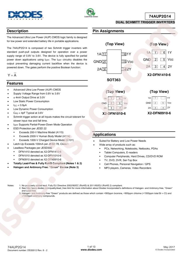 74AUP2G14FZ4-7