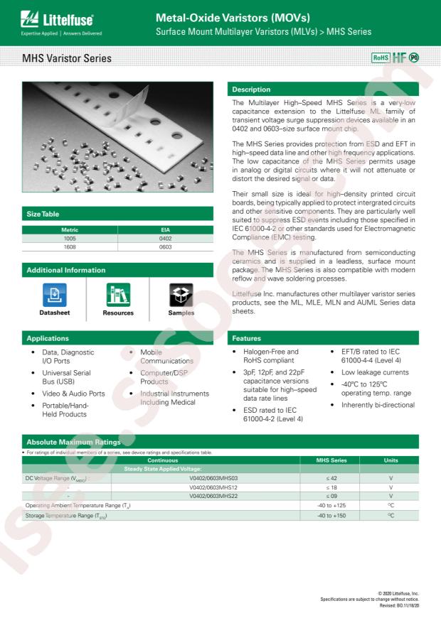V0603MHS03H