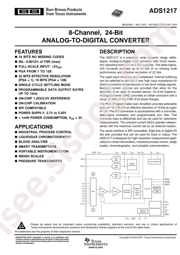 ADS1217IPFBT
