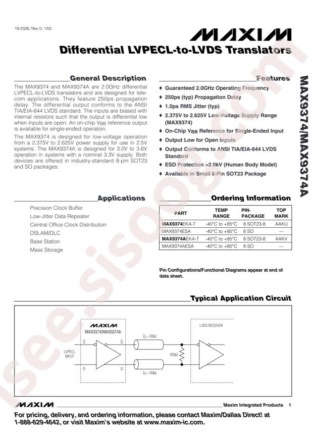MAX9374AEKA+T