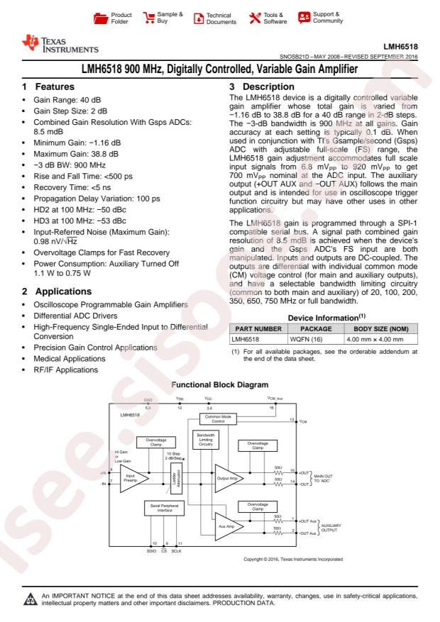 TI LMH6518SQE/NOPB