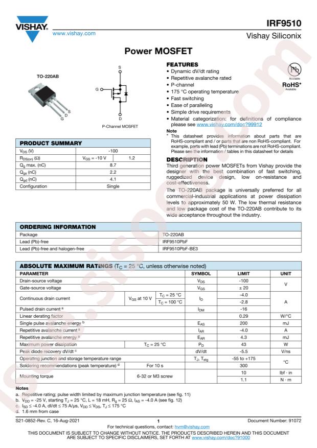 IRF9510PBF