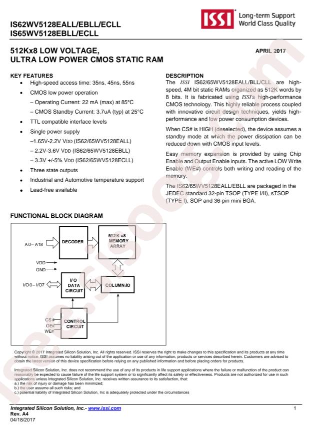 IS62WV5128EBLL-45HLI