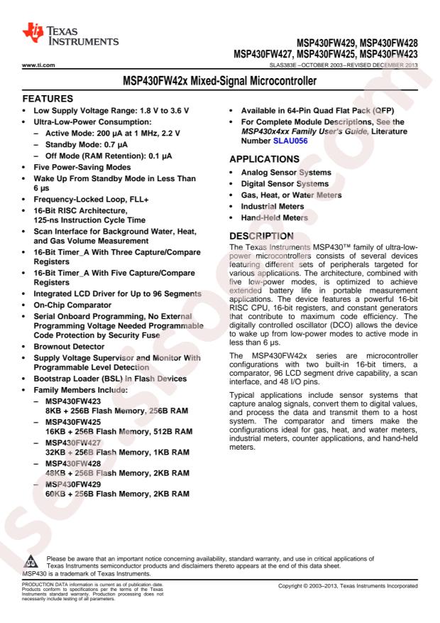 MSP430FW423IPMR