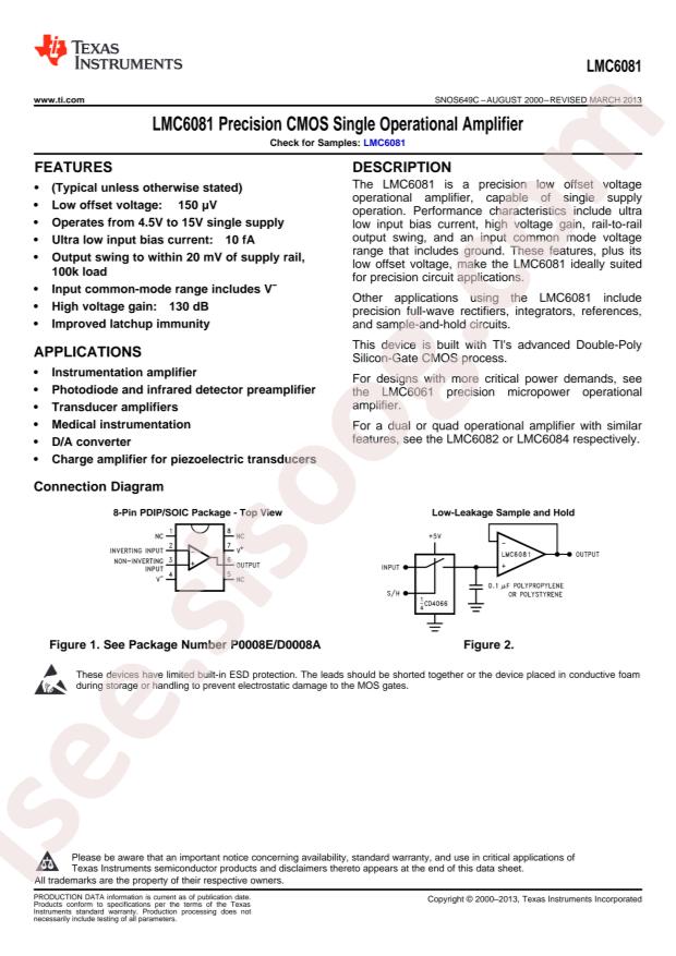 LMC6081AIM/NOPB